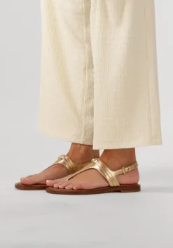 gouden michael kors platte sandalen mandy thong sandal