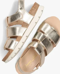 gouden panama jack platte sandalen sammy