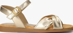 gouden unisa platte sandalen camel