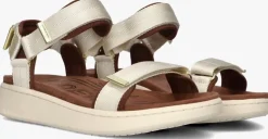 gouden woden platte sandalen line