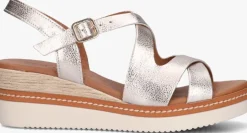 goudkleurig lina locchi sandalen met hak 5547