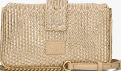 goudkleurig pinko schoudertas love one mini slouchy