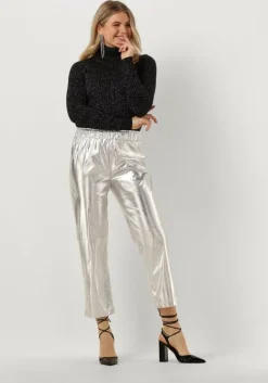 grijze access coltrui lurex knitted turtleneck top