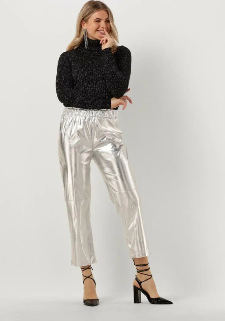 grijze access coltrui lurex knitted turtleneck top