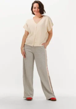 grijze alix the label joggingbroek ladies knitted side tape wide leg sweat pants