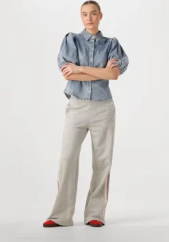 grijze alix the label joggingbroek ladies knitted side tape wide leg sweat pants