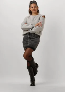 grijze alix the label minirok ladies woven asymetric denim mini skirt