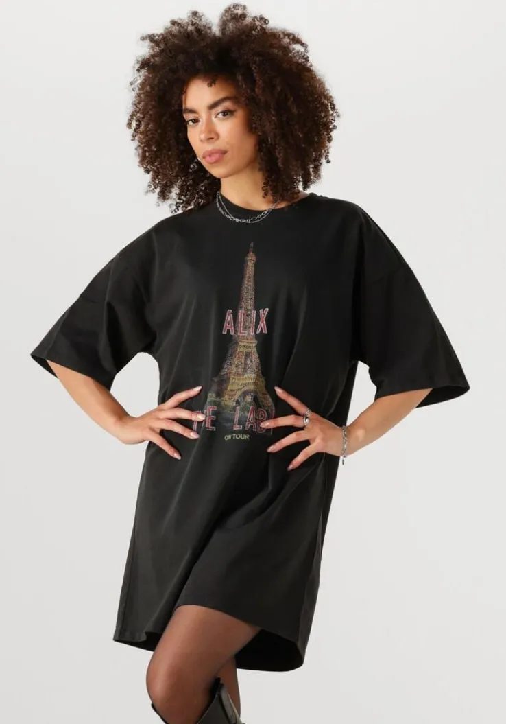 grijze alix the label mini jurk ladies knitted paris t-shirt dress