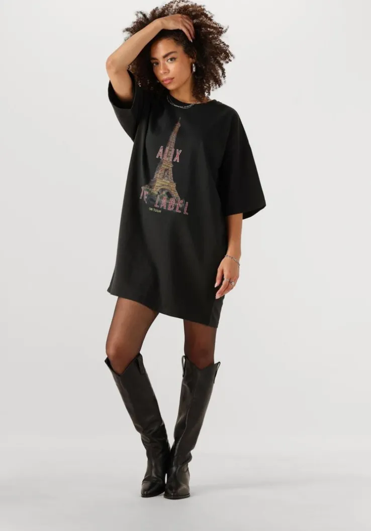 grijze alix the label mini jurk ladies knitted paris t-shirt dress