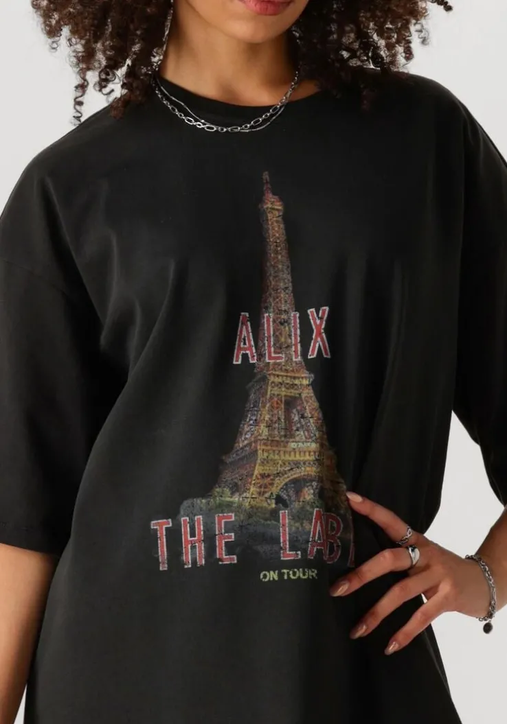 grijze alix the label mini jurk ladies knitted paris t-shirt dress