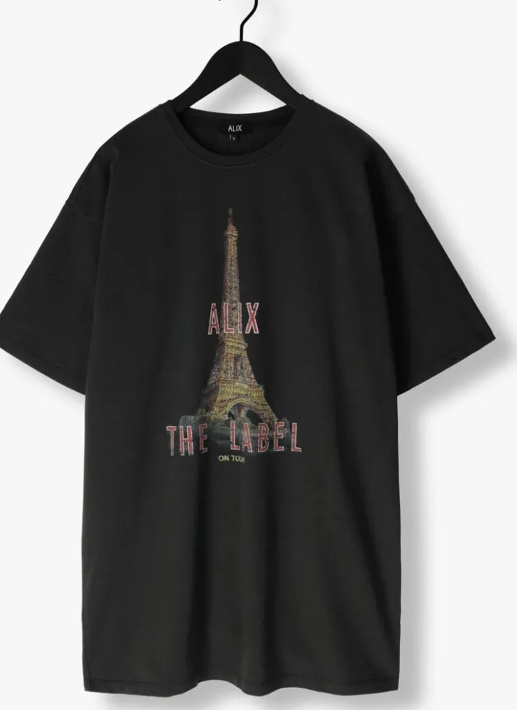 grijze alix the label mini jurk ladies knitted paris t-shirt dress