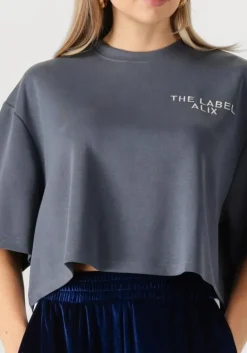 grijze alix the label t-shirt ladies knitted flowy cropped tshirt