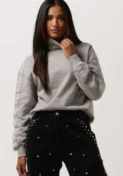 grijze calvin klein trui logo tape sleeves roll neck