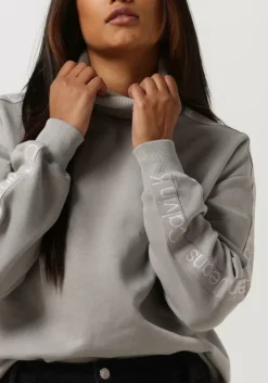 grijze calvin klein trui logo tape sleeves roll neck