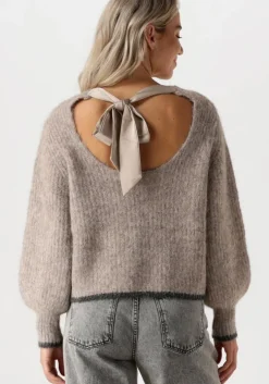 grijze co'couture trui coraliecc bow ls rib knit