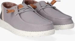 HEYDUDE grijze instappers wendy washed canvas>DAMES Instappers