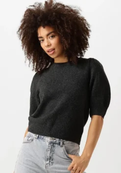 NEO NOIR grijze top martha bow knit tee>DAMES Tops & T-Shirts