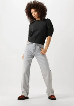 NEO NOIR grijze top martha bow knit tee>DAMES Tops & T-Shirts