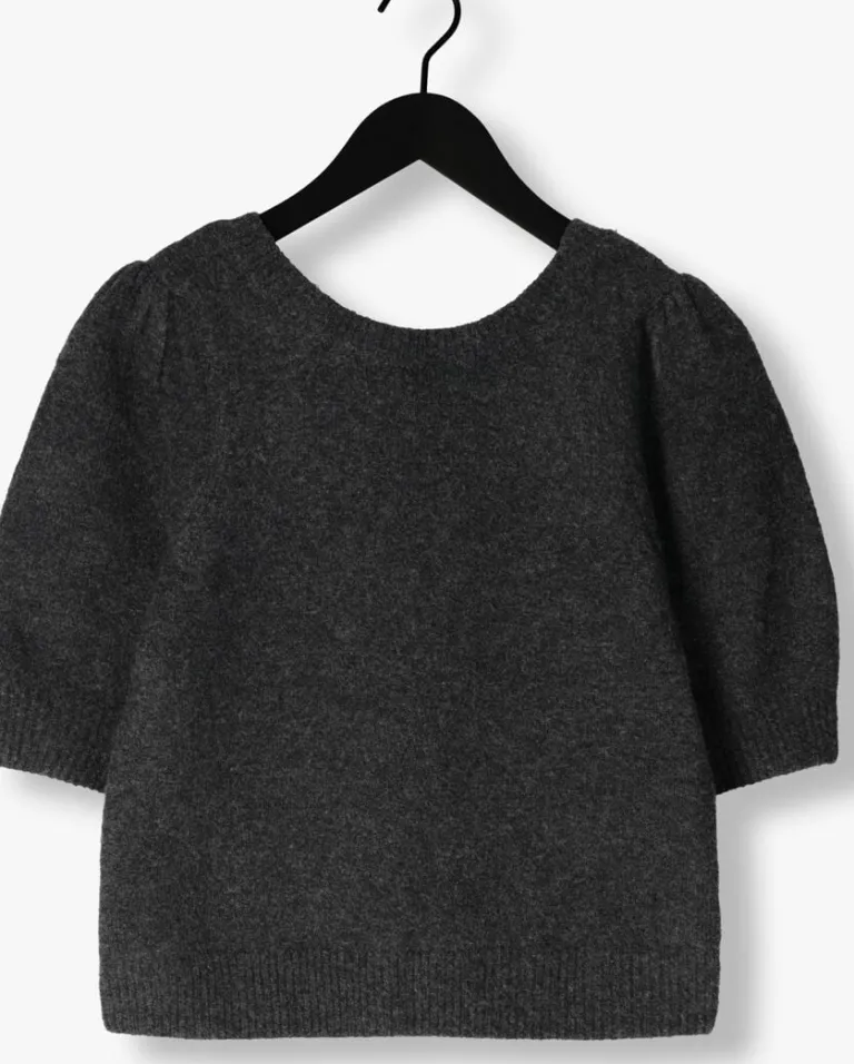 NEO NOIR grijze top martha bow knit tee>DAMES Tops & T-Shirts