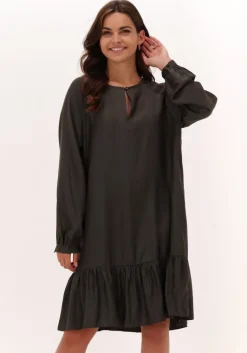 SCOTCH & SODA grijze mini jurk easy fit long sleeve dress with smock details>DAMES Jurken