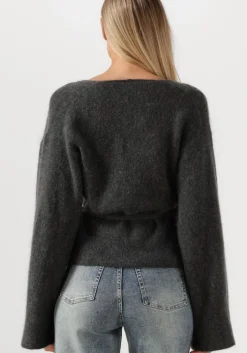 grijze second female vest brook knit wrap cardigan