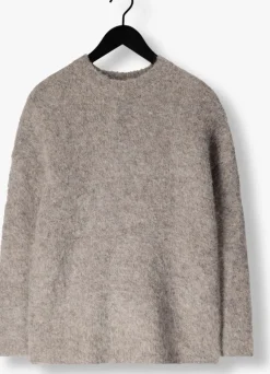 grijze selected femme trui slfgabella ls knit o-neck camp