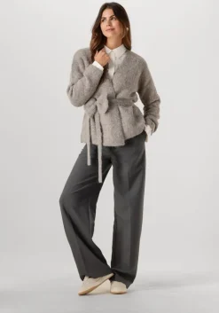 SELECTED FEMME grijze vest slfgabella ls knit bow cardigan>DAMES Truien & Vesten