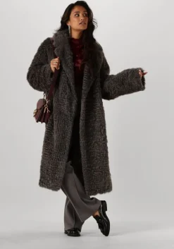 STAND STUDIO grijze faux fur jas nicole coat>DAMES Jassen