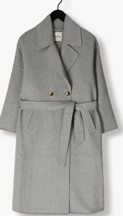 grijze summum mantel long coat wool classic