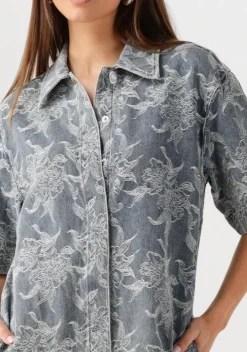 grijze y.a.s. maxi jurk yasflamera ss denim shirt dress