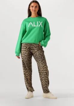 groene alix the label trui ladies knitted clean logo sweater