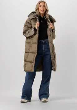 CALVIN KLEIN e gewatteerde jas monologo nd shiny long puffer>DAMES Jassen