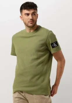 groene calvin klein t-shirt badge waffle tee