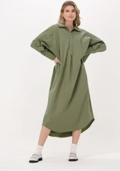groene mes demoiselles midi jurk meksen