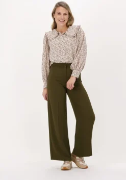 groene notes du nord wijde broek oliana pants dark olive