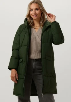 groene object gewatteerde jas objzhanna l/s long jacket noos