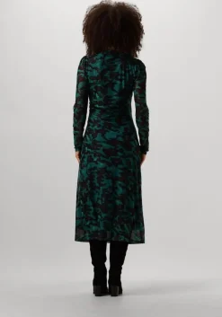 groene pom amsterdam midi jurk camo teal green mesh