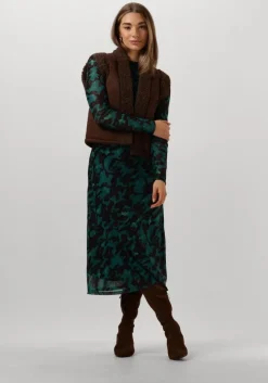 groene pom amsterdam midi jurk camo teal green mesh