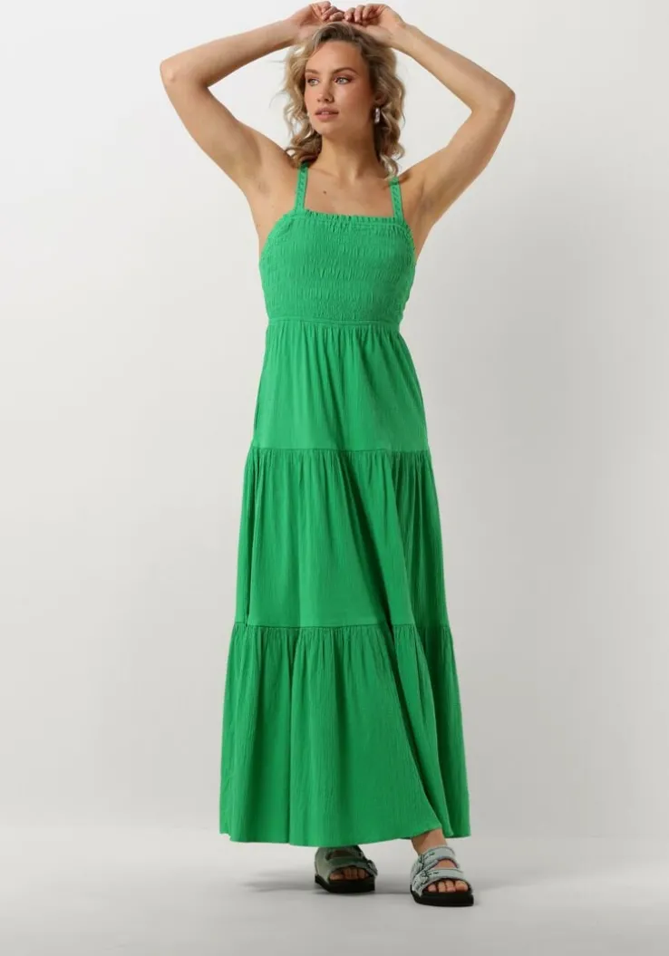 groene scotch & soda maxi jurk maxi dress with smock detail