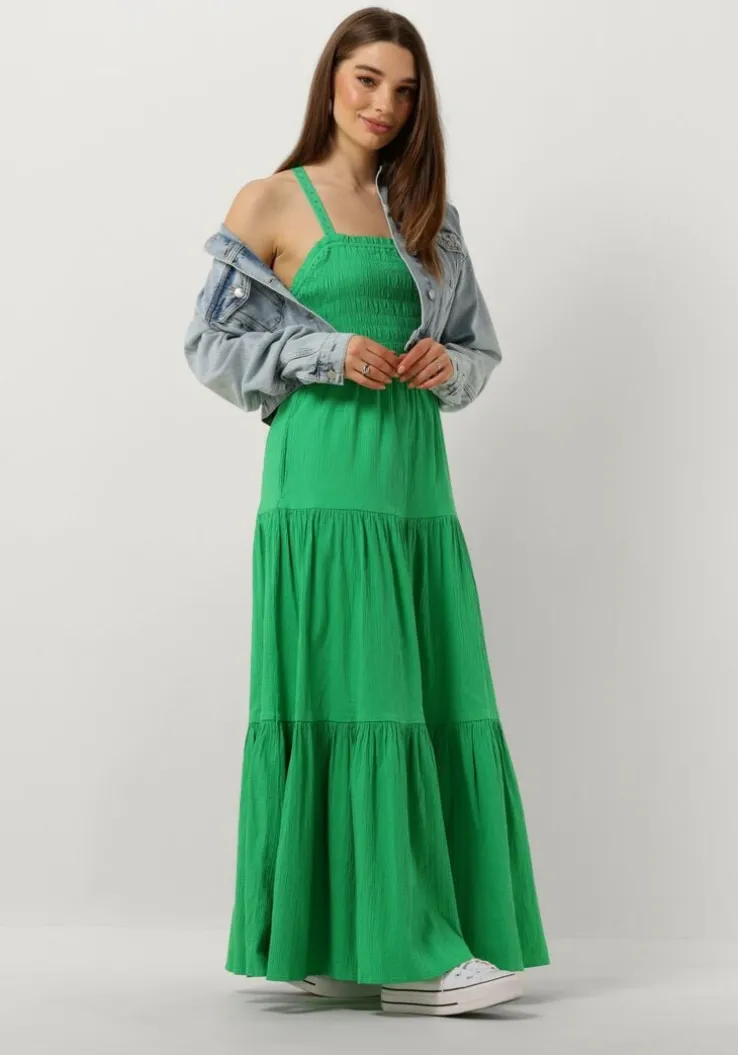 groene scotch & soda maxi jurk maxi dress with smock detail