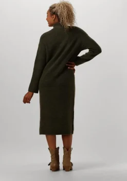 groene selected femme midi jurk slfmaline ls knit dress high neck