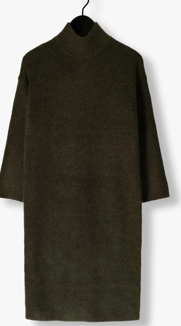 groene selected femme midi jurk slfmaline ls knit dress high neck