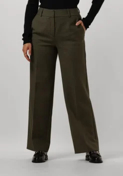 groene selected femme pantalon slfrita mw wide pant