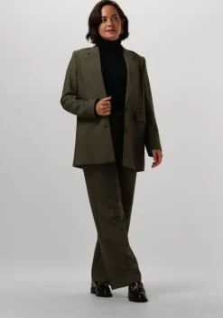 groene selected femme pantalon slfrita mw wide pant