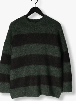 groene selected femme trui slfgabella ls knit o-neck camp