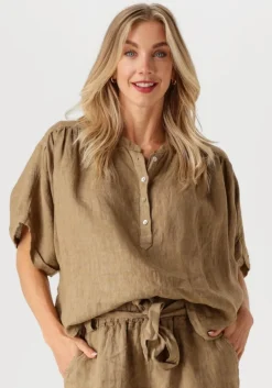 khaki by-bar blouses axel linnen blouse