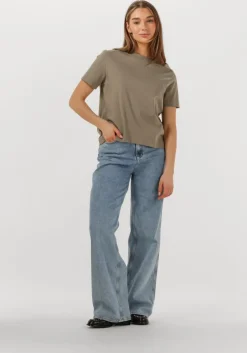 khaki selected femme t-shirt slfessential ss boxy tee