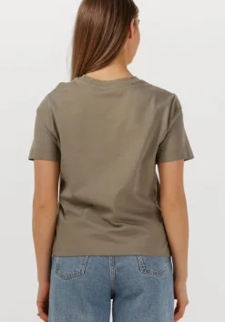 khaki selected femme t-shirt slfessential ss boxy tee