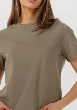khaki selected femme t-shirt slfessential ss boxy tee