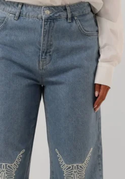 lichtblauwe alix the label wide jeans ladies woven denim bull pants